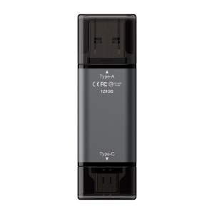 MEMORIE USB 3.2 / USB Type-C 3.1 TEAMGROUP X1, 128 GB, plastic, gri "TX13128GC01" - Img 2