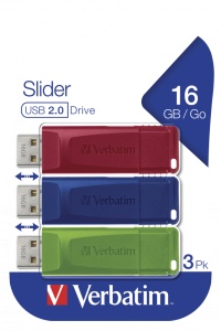 MEMORIE USB VERBATIM StoreNGo SLIDER 3 X 16GB USB 2.0 , ROSU, ALBASTRU, VERDE "49326" - Img 2