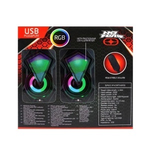 Mini boxe PC, laptop, iluminare LED RGB, 2x3W, alimentare USB, semnal mufa jack 3.5mm, NO FEAR - Img 5