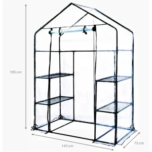 Mini télikert, összecsukható üvegház szűk helyekre, erkélyre, teraszra, 143x73x195cm, PVC, Dedra - Img 7