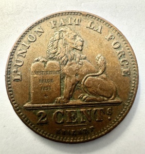 Moneda Belgia - Leopold II - 2 Cents 1902 - Img 2