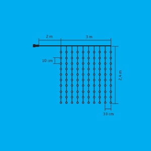 Perdea de lumini microLED, de interior, 3x2m, 10 ghirlande / 20LED, alb rece, 8 progr - Img 3