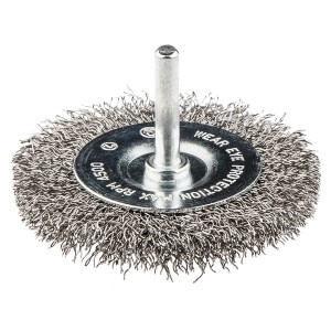 Perie disc 75mm x 6 cu ax, sarma inox ondulata 0.3mm