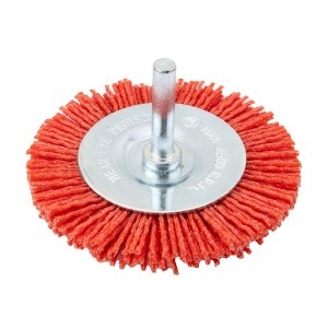 Perie tip roata 50 mm, nylon, cu tija de 6 mm, pentru lemn