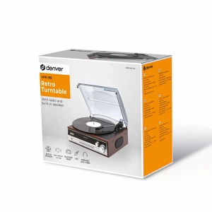Pick-up vinil cu boxe incorporate,amplificare incorporata, radio FM, MARO inchis, DENVER - Img 4