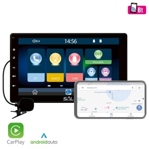 Player auto 1DIN, radio, bluetooth, USB, card SD, aux, 4 x 45W, conectare telefon,iOS CARPLAY ȘI ANDROID AUTO, mirroring,TOUCHSCREEN, telecomanda, Sal - Img 5