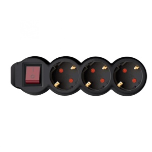 Prelungitor 3 prize cu intrerupator, 3m, 3x1,5mm2, negru
