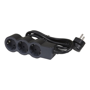 Prelungitor Standard 3x2P F, cablu 1,5 m, negru