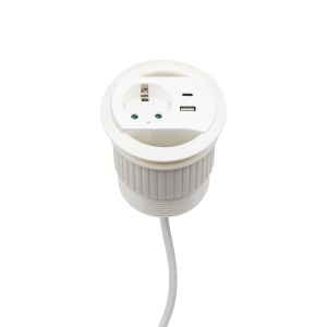 Priză pentru montare în masă, albă, 1xUSB-A, 1xUSB-C, total 5 V, 3,4 A