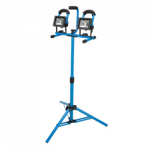Proiector santier dublu cu tripod, 2 x 10W LED, 2x 700 lumeni, IP44, Silverline - Img 1
