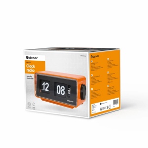 Radio cu Ceas tip VINTAGE Deșteptător Retro Denver CR-425, Afișaj Mecanic Flip Clock, Tuner PLL FM, Alarmă Duală, Sursă Backup 4x AA, Portocaliu - Img 5