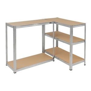 Raft metalic depozitare, 5 etajere robuste MDF, sarcina grea, ajustabile,modular, 180x90x40 cm, gri., Dedra - Img 6
