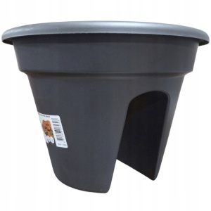 Set 3 ghivece pentru gard / balustrada, diametru 30cm, negru, PVC - Img 6