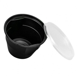 Set 450 bucati bol supa PP, negru cu capac transparent, 680ml, ideal catering, home delivering