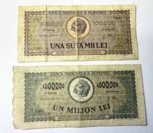 Set Bancnote Regaliste - Romania - 100.000 / 1.000.000 lei 1947