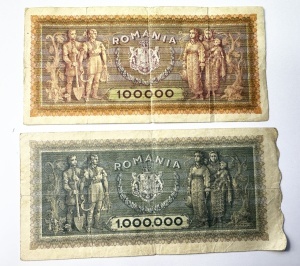 Set Bancnote Regaliste - Romania - 100.000 / 1.000.000 lei 1947 - Img 2