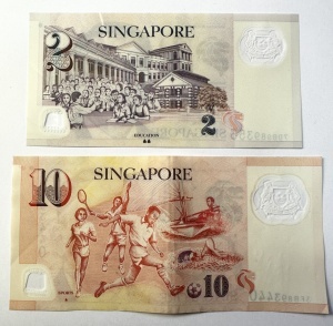 Set Bancnote - Singapore - 2/10 Dollars - Polimer - Img 2