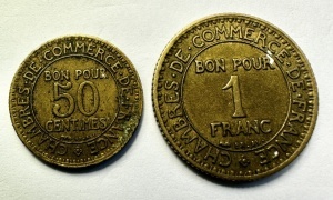 Set Monede Franta - “ Bun Pentru “ 50 Centimes + 1 Franc 1923 - Img 2