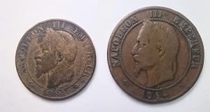 Set Monede - Franta - Napoleon III - 5/10 Centimes 1864