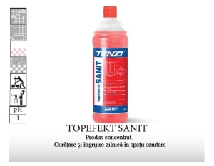 Solutie profesionala curatare spatii sanitare, wc, toalete publice, concentrat, pH1 acid, 1L, Tenzi TopEfekt Sanit