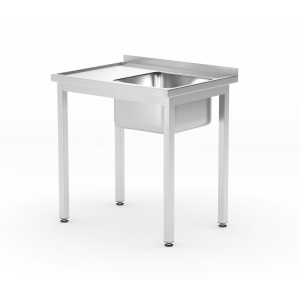 Spalator cu 1 cuva si polita Kitchen Line, otel inoxidabil Hendi, 800x600x(H)850mm