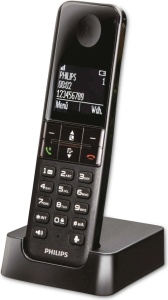  Telefon fix fara fir, ecran LCD 1.8", 50 contacte, melodii polifonice, docking station, Philips D470 - Img 3