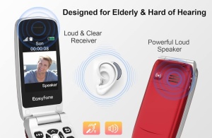 Telefon mobil cu clapeta de buget pentru seniori, cifre mari, camera, sunet puternic, USB-C, 2 x ecran LCD COLOR, Easyfone Prime A1 PRO 4G, ROSU - Img 2