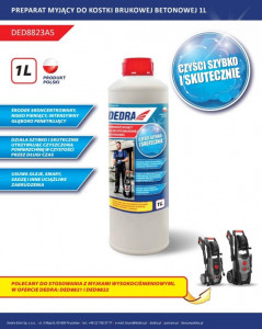 Tisztító oldat teraszok, csempe vagy kő, 1 liter, magasnyomású mosóhoz, Dedra - Img 2