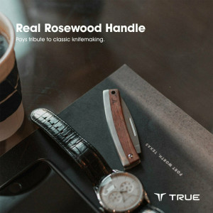 TRUE TU6905 Kés, 6.35cm, acél, barna, fa tárolódoboz, rózsafa markolat, IDEÁLIS AJÁNDÉK FÉRFIAKNAK! - Img 3