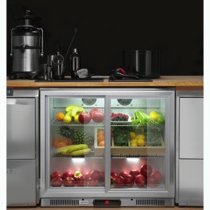 Vitrina frigorifica bar 198L cu doua usi glisante 900x520x(H)835 mm, negru, Barmatic - Img 2