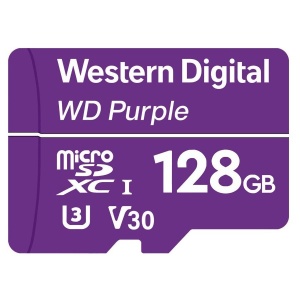WD Purple 128GB Surveillance microSD XC Class - 10 UHS 1, "WDD128G1P0C"