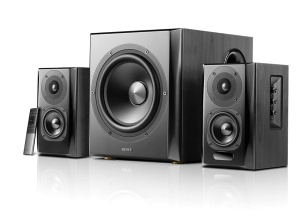 2.1 aktív audiorendszer, HI-FI hangzás, 150W, mdf burkolat, FEKETE, távirányító, bluetooth, Edifier S351DB-BK - Img 5