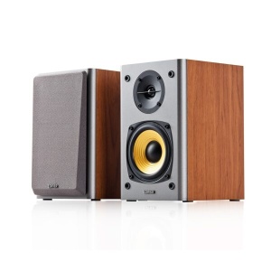 2 db aktív hangszóró szett PC-hez, környezeti zenéhez, gyerekszobába, 24W, HI-FI hangzás, fa házak, BROWN, Edifier R1000T4-BR - Img 1