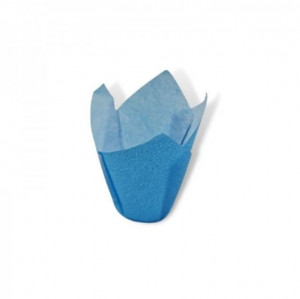 350 darabos muffinforma készlet, tulipános kockás, 32 x 60mm, kék