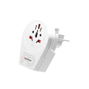Adaptor de călătorie SKROSS, „World to Europe”, USB-C USB-A (20 W PD, încărcare rapidă, alb) - Img 1