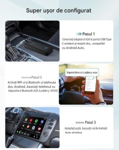 Adaptor dongle pentru conectare la android auto fara a folosi cablu, ompatibil cu mașini începând cu 2016, cu fir Android Car, Plug and Play - Img 3