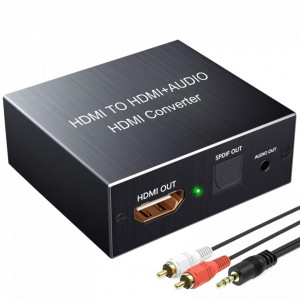 Adaptor HDMI audio Extractor, convertor HDMI la HDMI + sunet Jack analog si SPDIF Toslink Digital, rezolutie HD, sunet 2 canale si 5 canale, VKTools - Img 2