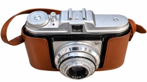 Aparat foto vintage de colectie AGFA Isola 6043, impecabil, format film 120, husa piele, second hand - Img 5