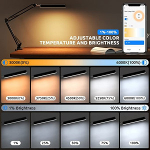 Asztali lámpa vezérlése telefonról, wi-fi, bluetooth, asztali bilincs, 3 színű LED SMD2835, dimmelhető, 3 színű LED SMD2835. - Img 6
