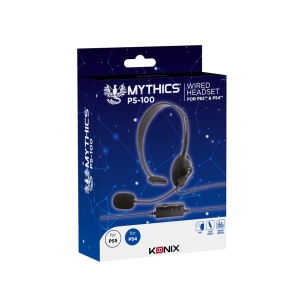 Audio headset mikrofonnal és hangerőszabályzóval a kábelen, jack jack csatlakozóval, kompatibilis Playstation 4 - 5, PS4, PS5, Mythics PS-100
