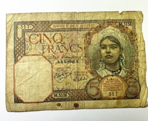 Bancnota Algeria Coloniala - 5 Francs 1944 - Img 3