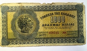 Bancnota Grecia - 1000 Drahme 1941- Emisă în timpul ocupației germano-italiene
