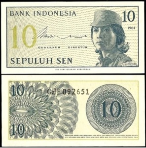Bancnota - Indonesia 10 Sen 1964