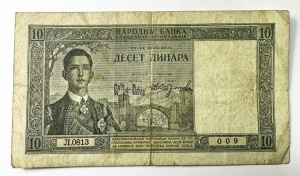 Bancnota Regatul Iugoslaviei - 10 Dinari 1939