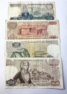 Bancnote Grecia - Set Complet ( 1964-1970 ) - 50/10/500/1000 Drahme - Img 2