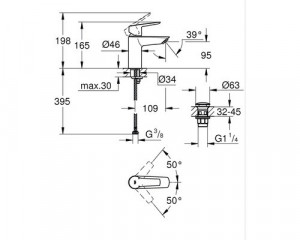 Baterie lavoar monocomandă GROHE Start 2021 mărime S 23550002 crom - Img 4