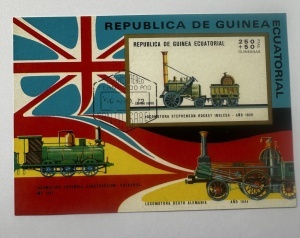 Bloc filatelic Guineea Ecuatorială – Locomotive istorice – 250+50 Ptas