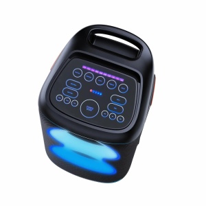 Boxă Activă de Petrecere Denver BPS-370, 100W RMS, Două Woofer-e 6.5", Bluetooth 5.3, Karaoke, Microfon Wireless Inclus, Lumini LED RGB, TWS, IPX4, Roți și Mâner, Neagra - Img 5