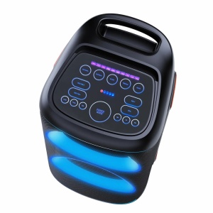 Boxă Activă de Petrecere Denver BPS-470, 200W RMS, Două Woofer-e 10", Bluetooth 5.3, Karaoke, Microfon Wireless Inclus, Lumini LED RGB, TWS, IPX4, Troller, Black - Img 7