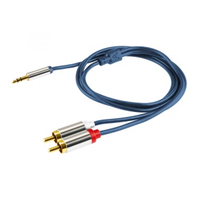 Cablu audio, mufă stereo metalic 3,5 mm - 2 prize metalice RCA, 1 m